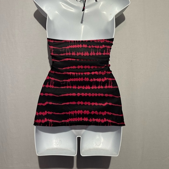 Bobbie Brooks Black and Pink Halter Bathing Suit Top - Picture 3 of 4